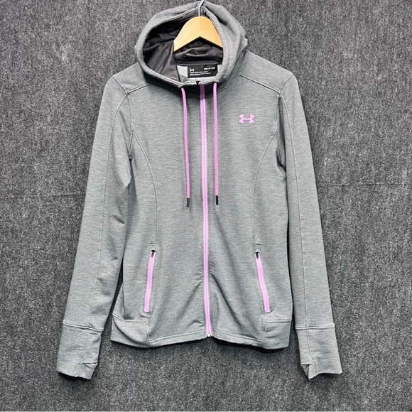 UNDER ARMOUR Women’s Gray Full Zip Hoodie Hooded Sweatshirt Size Small - Picture 1 of 11
